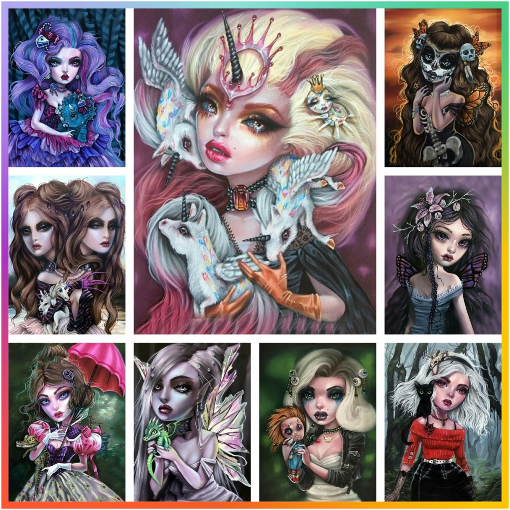 Art Craft Disney - Cartoon Dark Girl Diamond Painting Portrait