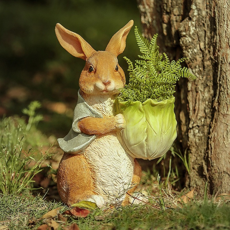 Art Craft Animals - Outdoor Garden Statues Rabbit Family Resin