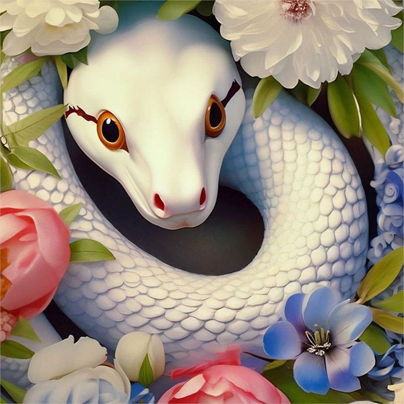 Art Craft Animals - 1 set of White Snake Diamond