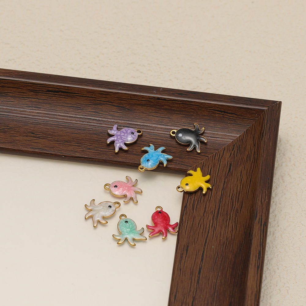 Art Craft Making - 20pcs/lot Stainless Steel Enamel Octopus Charms