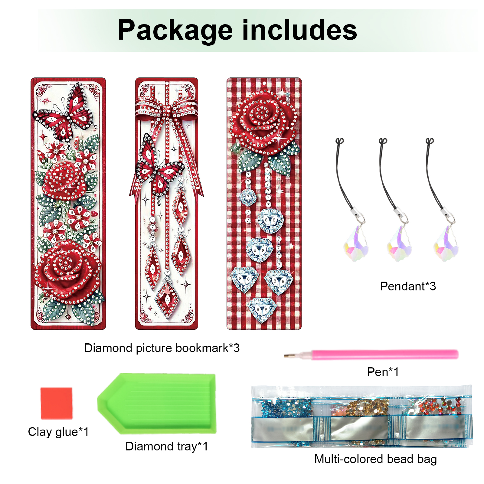 Art Craft Animals - 3Pcs Diamond Art Painting Bookmark Kits,Flower