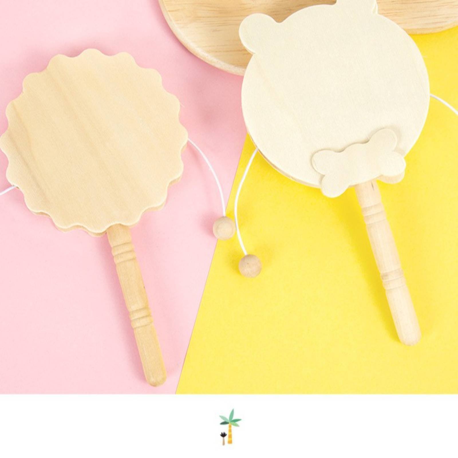 Art Craft Workshop - DIY Wooden Rattle Drum Even-Surfaced Handle