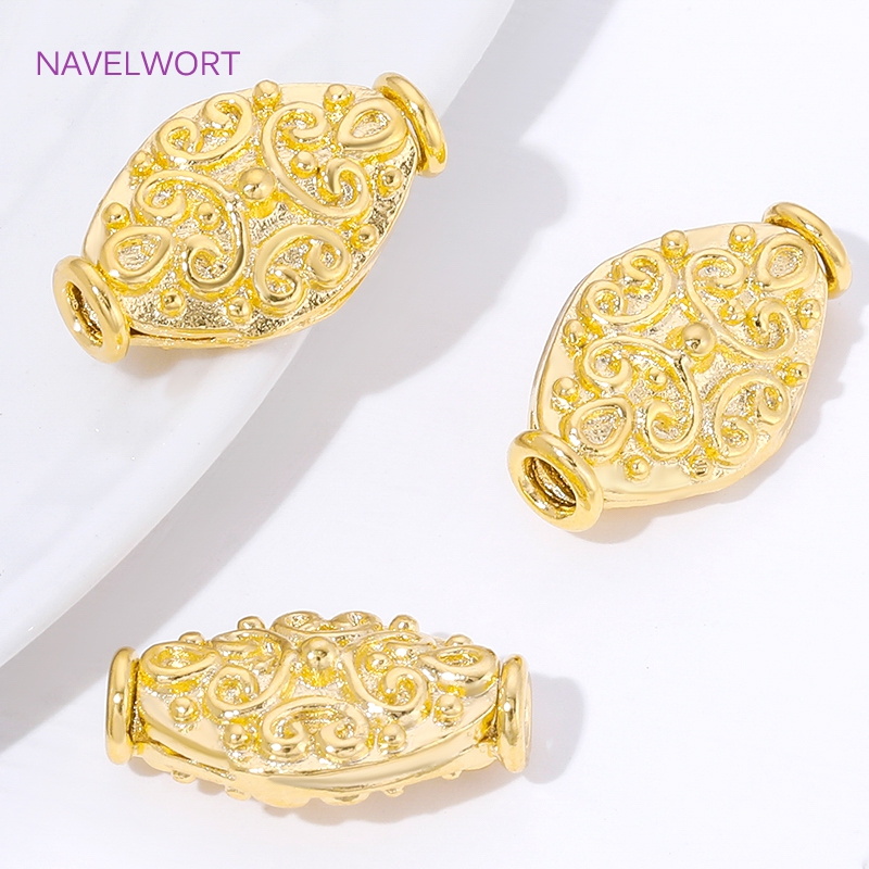 Art Craft Making - 18K Gold Plated Oval Loose Beads