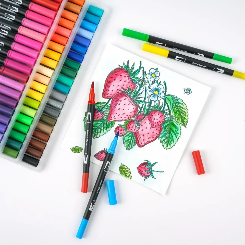 12-60 Colors Dual Tip Brush an – Watercolor Brush Pen Bewertung und Preis
