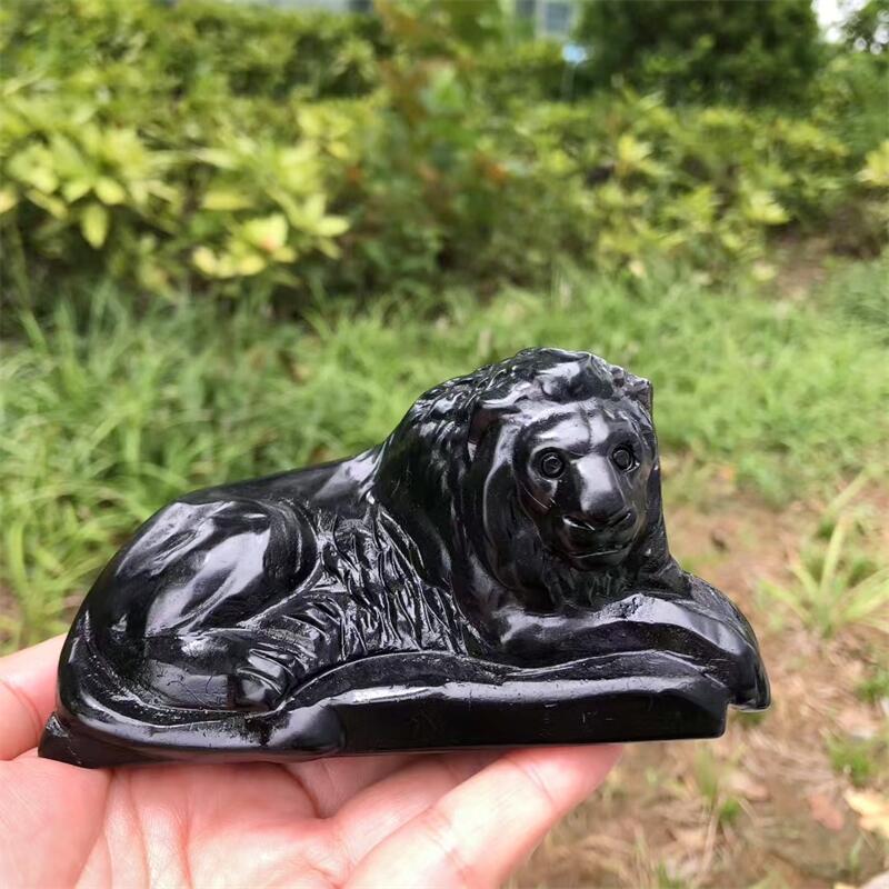 Natural Black Obsidian Lion Ca – Art Craft Lion Bewertung und Preis