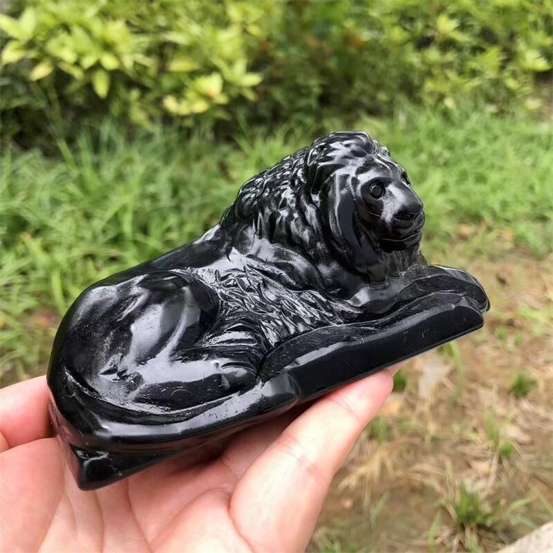 Natural Black Obsidian Lion Ca – Art Craft Lion Bewertung und Preis
