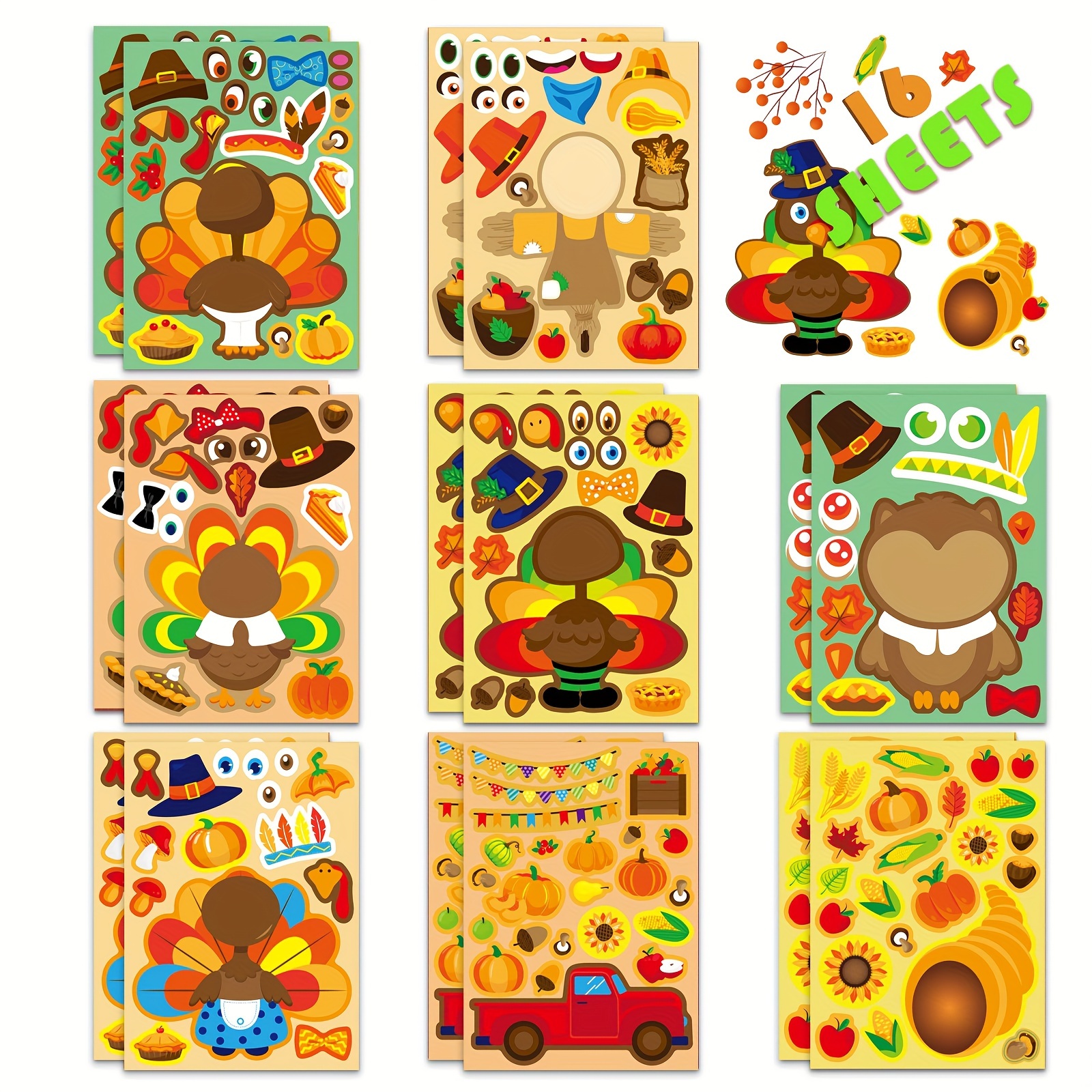 8/16Sheets Thanksgiving Turkey – Art And Craft Autumn Bewertung und Preis