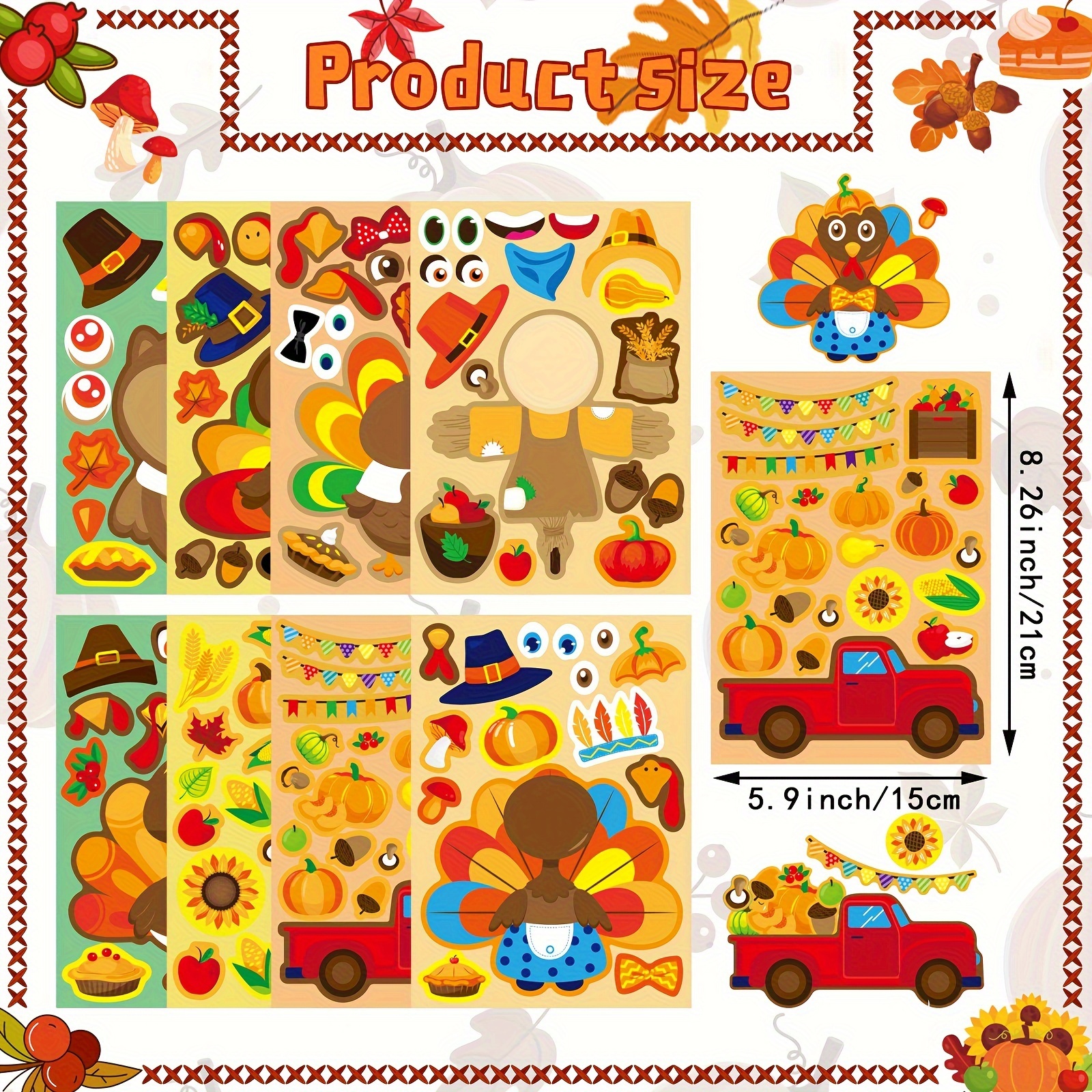 8/16Sheets Thanksgiving Turkey – Art And Craft Autumn Bewertung und Preis