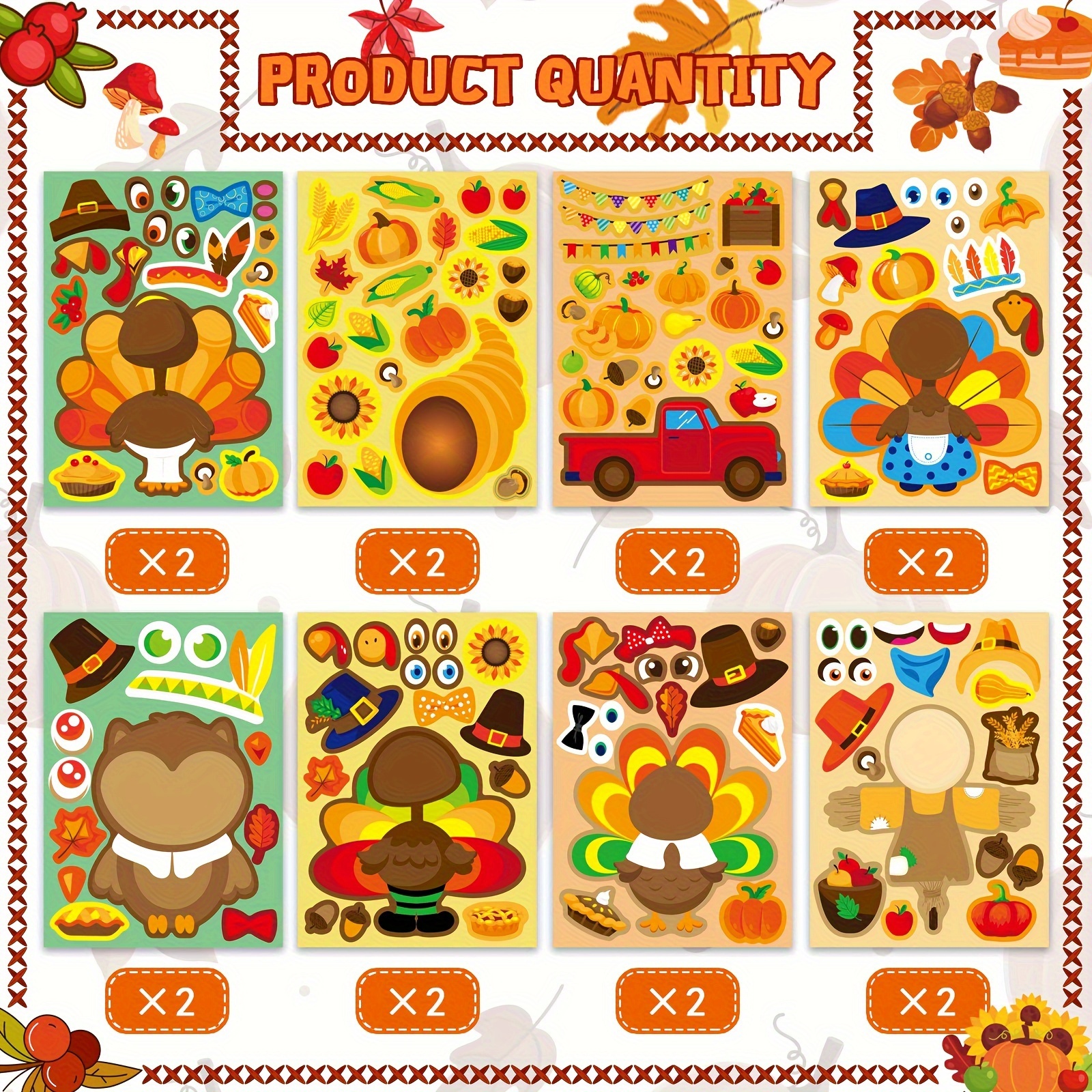 8/16Sheets Thanksgiving Turkey – Art And Craft Autumn Bewertung und Preis