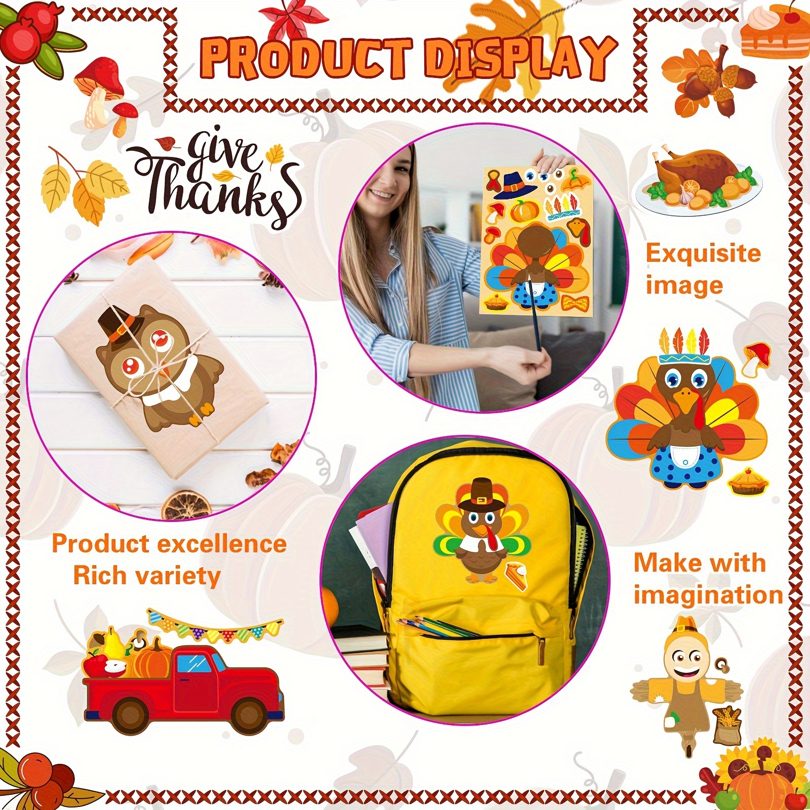 8/16Sheets Thanksgiving Turkey – Art And Craft Autumn Bewertung und Preis