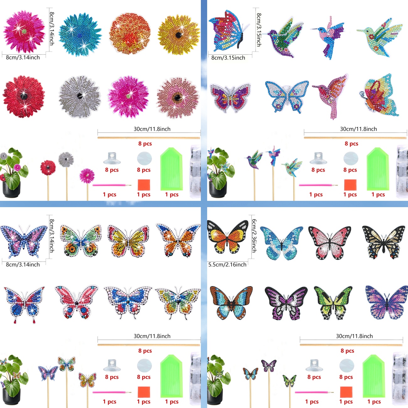 8 pieces of butterfly/flower/p – Art And Craft Valentine Bewertung und Preis