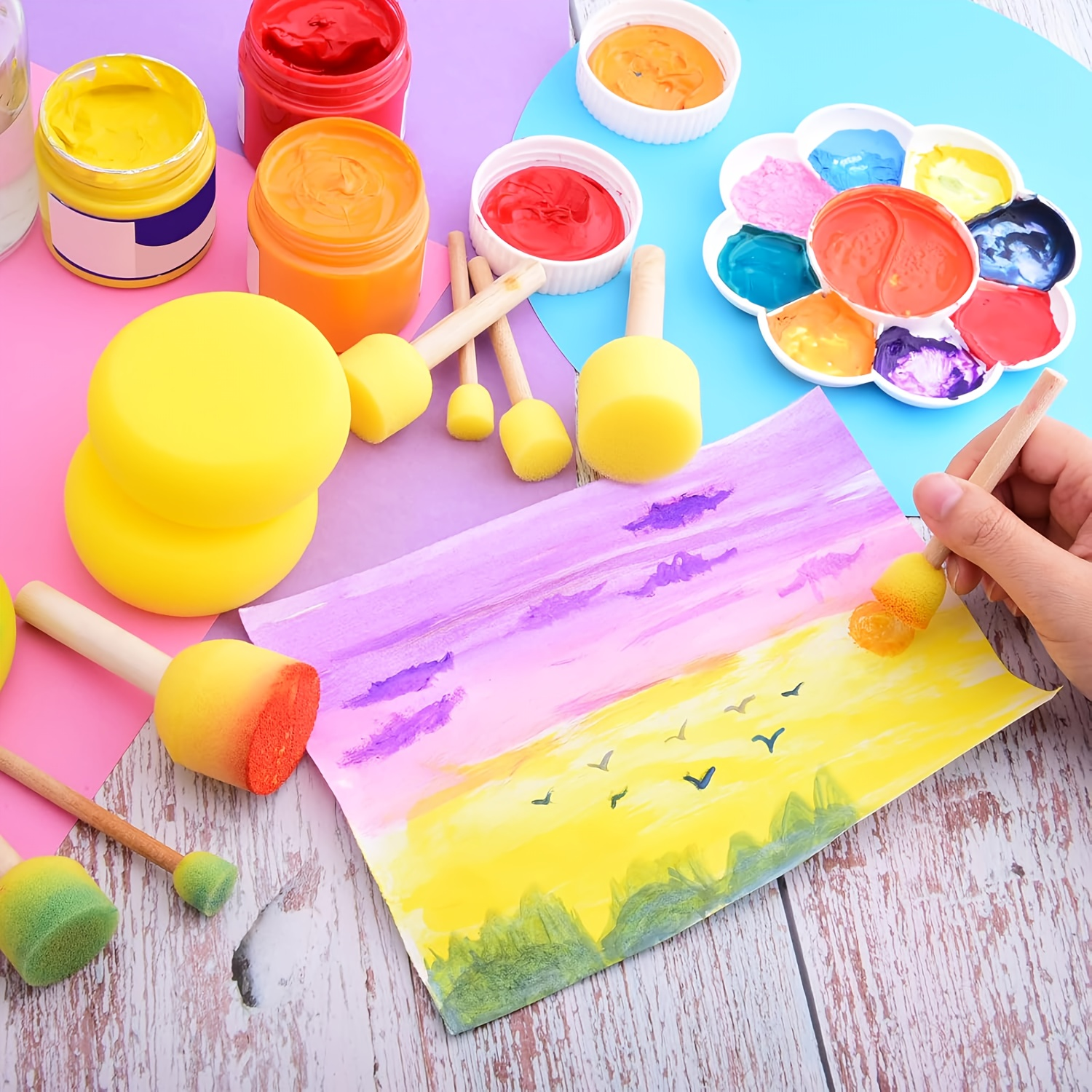 28 Pieces Round Sponge Brush,  – Watercolor Brush Pen Bewertung und Preis